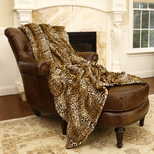 Best Home Fashion Faux Fur Throw Blanket 58 x 84 - Leopard - TR
