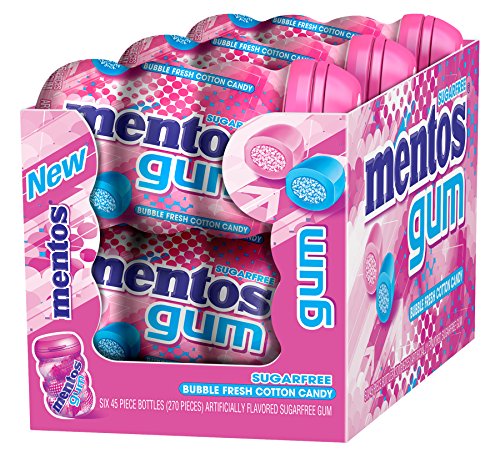 Mentos Gum Big Bottle Curvy, Bubble Fresh Cotton Candy, 6 Count