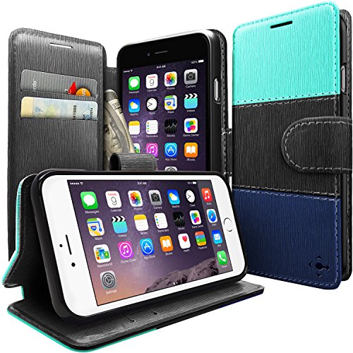iPhone 6 Case, Caseology® [Leather Wallet Series] Inner Credit Card Pocket [Deep Sea] [Horizontal Stand] for Apple iPhone 6 (2014) & iPhone 6S (2015) - Deep Sea