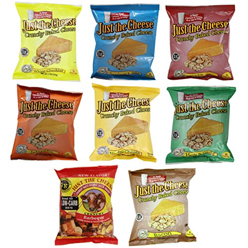 Just the Cheese Rounds, 8 Flavor Variety Bundle - Great Low Carb Snack -Flavors: White Cheddar, Herb & Garlic, Sour Cream & Onion, Jalapeno, Nacho, Pizza, Bacon, and Barbeque