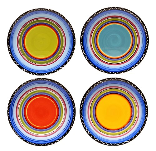 Certified International Tequila Sunrise Dinner Plate, 11-Inch, Assorted Designs, Set of 4