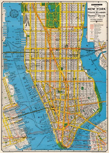 Cavallini & Co. New York City Map Decorative Decoupage Poster Wrapping Paper Sheet