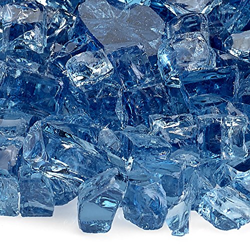 American Fireglass 10-Pound Fire Glass with Fireplace Glass and Fire Pit Glass, 1/2-Inch, Pacific Blue