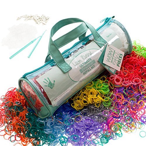 Loom Band Ultimate Rubber Band Refill Kit with Reusable Designer Handbag That Holds Your Loom, Loom Bands, Clips and Hooks to Make Craft Jewelry Anywhere