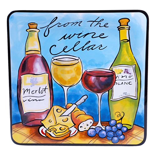 Certified International Corp Wine Picnic Square Platter, 14, Multicolored