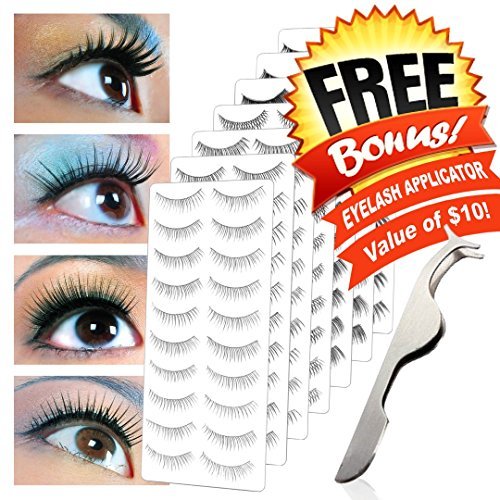 False Eyelashes 70 Pairs Complete Bundle - 7 Different Styles Allows You to Look From Natural to Dramatic + FREE Bonuses