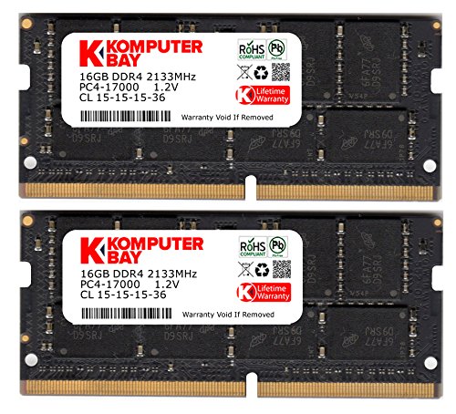 Komputerbay 32GB ( 2x 16GB ) Laptop Memory Upgrade DDR4 2133Mhz PC4-17000 SODIMM 2Rx8 CL15 1.2v Notebook RAM
