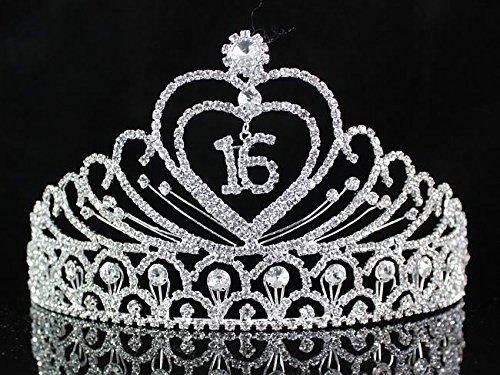 Janefashions Sweet Sixteen 16 Birthday Party Austrian Rhiestone Tiara Crown Hair Combs T1629