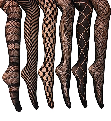 Frenchic Fishnet Lace Stocking Tights Extended Sizes (Pack of 6) (S/M)