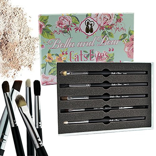 Eye Brush Set By Bella and Bear. The Cats Eyes  Eyeshadow Brushes Are A Set Of 5 Quality Professional Quality Eye Brushes.