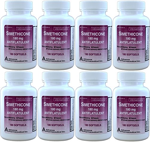 Simethicone 180 mg 1440 Softgels Anti-Gas Generic for Phazyme Ultra Strength Fast Relief of Stomach Gas and Bloating 180 Gelcaps per Bottle Pack of 8 Total 1440 Gelcaps