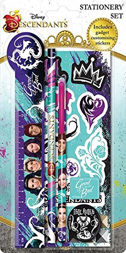 Descendants 5 Piece Childrens Stationery Set with Bendy Rubber Back to School