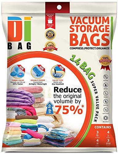 DIBAG ® Combo Set - 14 Bags Pack - Vacuum Storage Space Saver Bags.45*57cm*4pcs+67*100cm*3pcs+54*85cm*4pcs+travel up45*57cm*3pcs