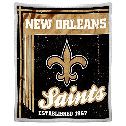 The Northwest Company NFL New Orleans Saints Old School Mink with Sherpa Back Throw, 50-Inch by 60-Inch