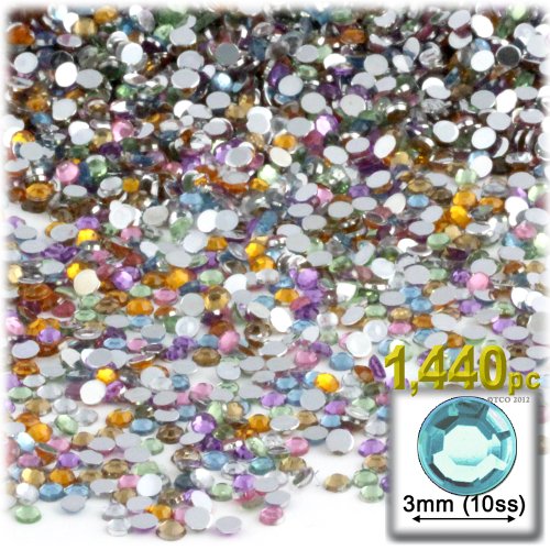 The Crafts Outlet 1440-Piece Round Rhinestones, 3mm, Multi Assortment