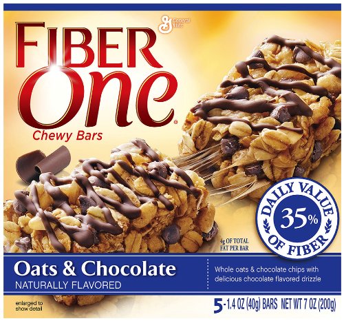 Fiber One Chewy Bars, Oats and Chocolate, 5-Count Box