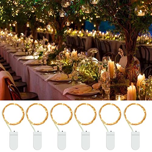 6PCS LED String Lights Battery Powered Fairy Micro Lights 2M 20 LEDs LED Moon Lights YIHONG Fairy String Lights Copper Wire Waterproof For Costume Wedding Party Centerpiece Bottle Lights Decoration