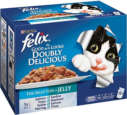 Felix As Good As It Looks Mixed Flavour Cat Food - Doubly Delicious Fish Wet - 48 x 100g Pouches