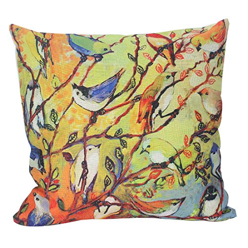 Jinbeile 18 X 18 Inch Cotton Linen Throw Pillow Cover Oil Painting 16 Birds and Tree Cushion Case Home Decorative Pillowcase