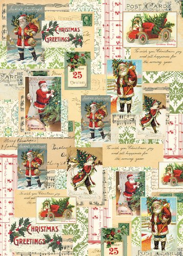 Cavallini Santa Collage Wrapping Paper