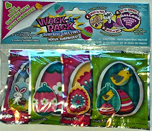 Easter Egg Wack-a-pack Balloon Surprise! 1 Package of 4 Self-inflating Foil Balloons- Various Designs