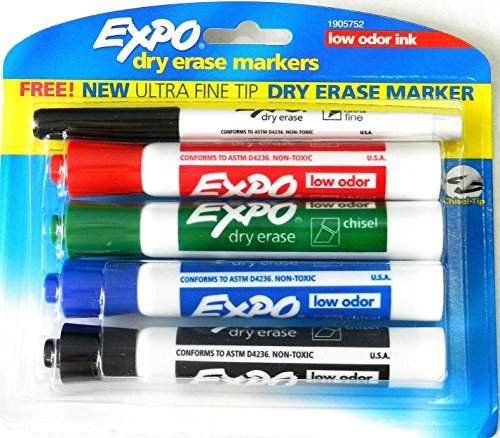 Expo Dry Erase Markers Low Odor Ink, Assorted, 4 Count (1905752)
