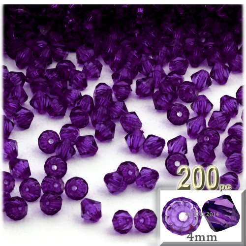 The Crafts Outlet, 200-pc Acrylic Bicone Beads, Faceted, 4mm, Purple