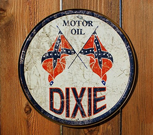 Dixie Gas - Weathered Round Metal Tin Sign