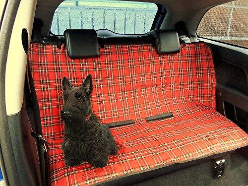 XtremeAuto® Protective Dog/Pet Cover For Rear Car Seat, RED TARTAN/PLAID
