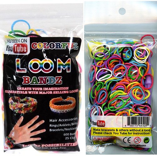 New Loom Bandz - For Rubber Band Bracelets - Refill Pack of 600 Pieces & 25 Clips!! - Multi-assorted Pack - 100% Compatible with Rainbow Looms