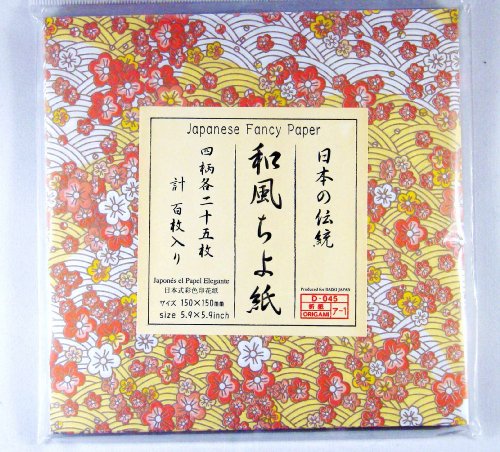 Japanese Fancy Yuzen Origami Chiyogami Folding Paper - Florals (4 Designs), 100 Sheets Total