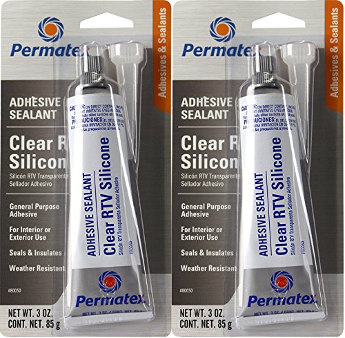 Permatex Clear Silicone Adhesive Sealant (3 oz.) - 2 Pack