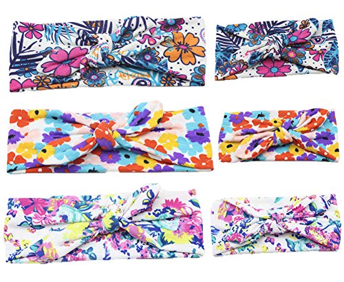 Mookiraer® Baby and Mother Newest Hair Bows Turban Headband Head Wrap Knotted Hair Band 3set (MM01)