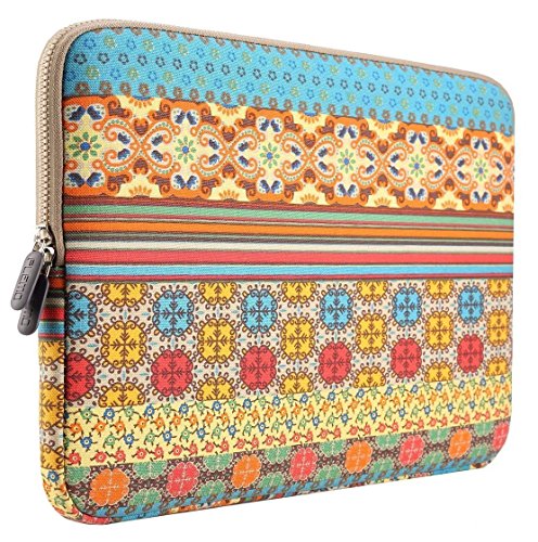 Laptop Sleeve, PLEMO Bohemian Style Canvas Fabric 14 Inch Netbook / Laptop / Notebook Computer / MacBook Air Sleeve Case Bag Cover