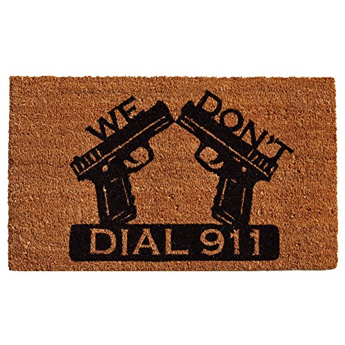 Home & More 121511729 Dial 911 Doormat, 17 x 29 x 0.60, Natural/Black