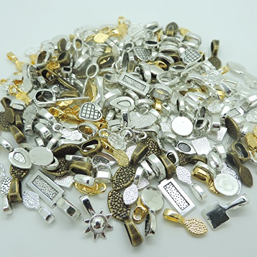 100pcs Mix Color Style Spoon Glue on Bail for Earring Bails or Scrabble and Glass Pendants Charms Connector Jewelry