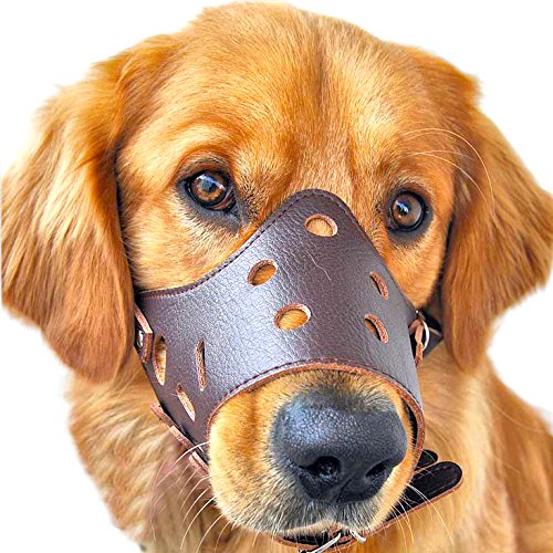 Pawliss Adjustable Anti-biting Dog Muzzle Leather Brown Medium