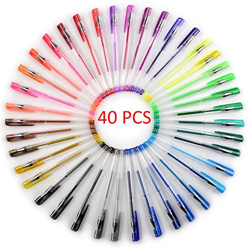 Everyday Essentials Gel Pens - Set of 40 Individual Colors with Barrel Case - Keep Your Pens Neat (40-Color)