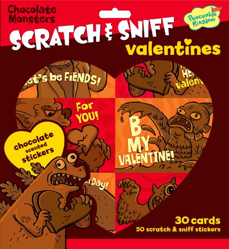 Peaceable Kingdom / Chocolate Monsters Scratch & Sniff Chocolate Scented Valentine Cards
