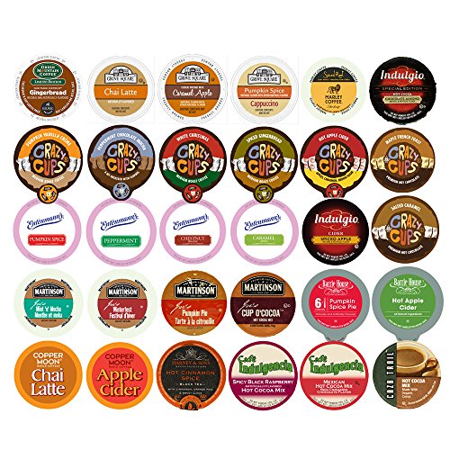 Fall And Winter Seasonal Flavors Coffee,Cappuccino,Tea,Cocoa For Keurig K Cup brewer Sampler Pack,30 Count