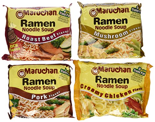 Maruchan Ramen Unique Variety Pack; 3oz Mushroom, Pork, Roast Beef, and Creamy Chicken (Pack of 24)