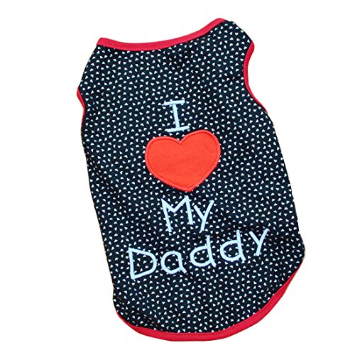 MR.Jiang Black Lovely Soft Cotton Daddy Printed Dog Clothes Vest Sleeveless Dog Apparel