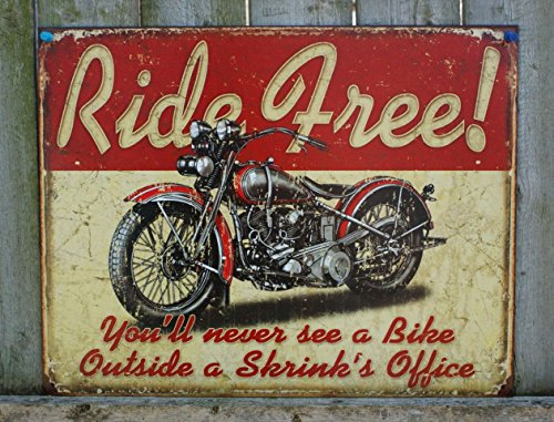 Ride Free Motorcycle Distressed Retro Vintage Tin Sign