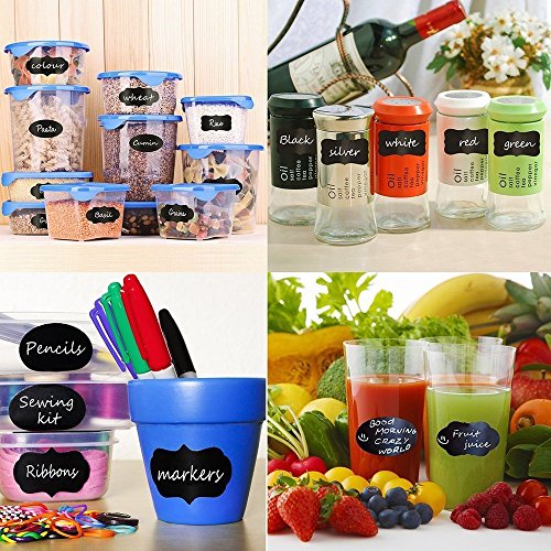 Chalkboard Labels-Wuudi(TM) Premium Reusable Chalk Stickers for Mason Jars, Canning or Bakery Supplies, Kitchen Pantry Storage & Canister Sets for Your Home and Office-80 Pack+2 Liquid Chalk Markers