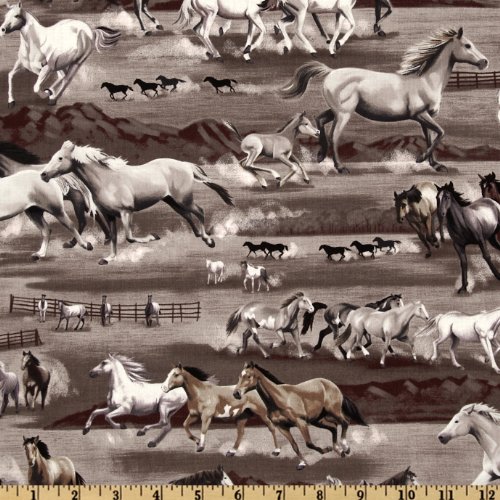 Kanvas Best of the West Wild Horse Grey Fabric