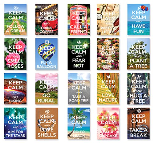 KEEP CALM postcard set of 20. Post card variety pack with Keep Calm theme postcards. Made in USA.
