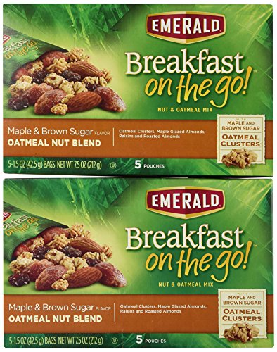 Emerald Breakfast on the Go Oatmeal Nut Blend, Maple & Brown Sugar (7.5 oz Boxes) 2 Pack