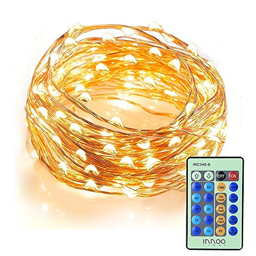 COOWOO Outdoor String Lights, Waterproof Starry Lights String Copper Wire Lights with Remote Control for Bedroom, Patio,Christmas Tree,Wedding,Party,Decorations (150 Leds, 50 ft, Warm White Dimmable)