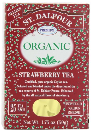 ST. DALFOUR Organic Tea, Strawberry, 1.75-Ounce Bags, 25-Count Boxes (Pack of 6)
