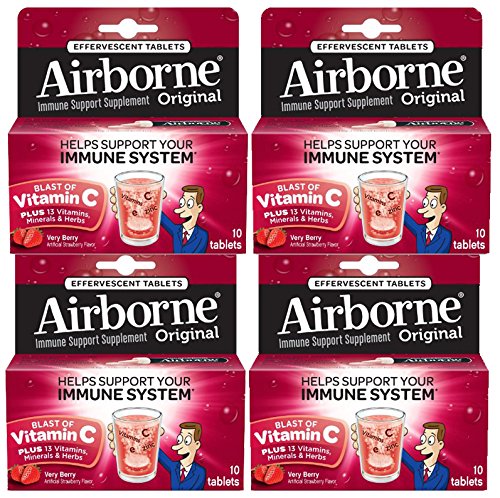 Airborne Effervescent Verry Berry, 10 Tablets (Pack of 4)